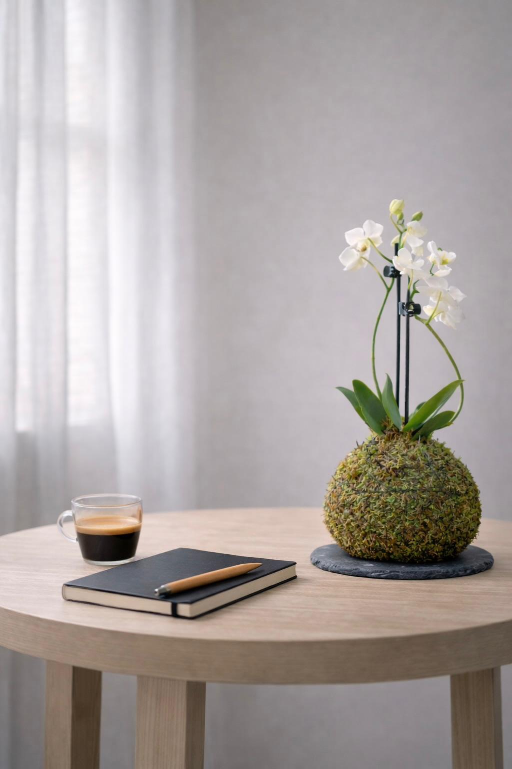 Brisa | Kokedama de Mini Orquídea